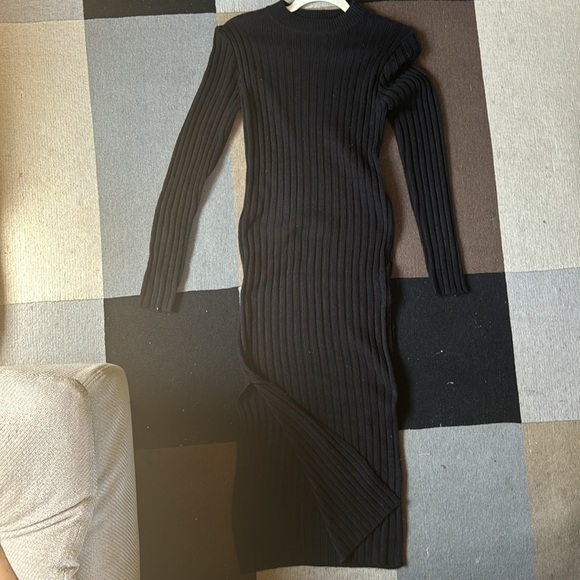 Brave Soul London: Cubo Ribbed Jumper Dress w/Side Split in Black - like new - Picture 4 of 9